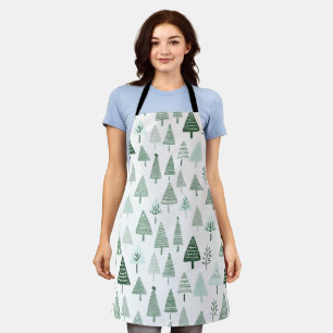 Modern Christmas Trees White and green Apron