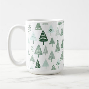 Modern Christmas Trees White and green Coffee Mug