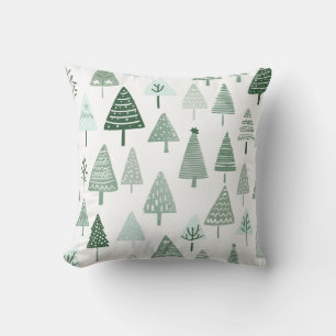 Modern Christmas Trees White and green Cushion