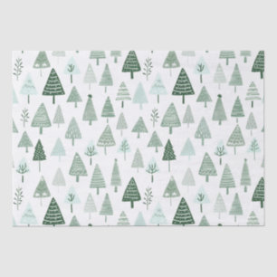 Modern Christmas Trees White and green Tissue Paper