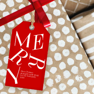 Modern Christmas Typography Personalised Gift Tag