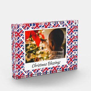 Modern Christmas UNION JACK Customised Keepsake Photo Block