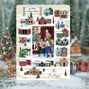 Modern Christmas Village Family Photo Christmas Holiday Card