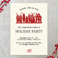 Modern Christmas Village Scene Holiday Party