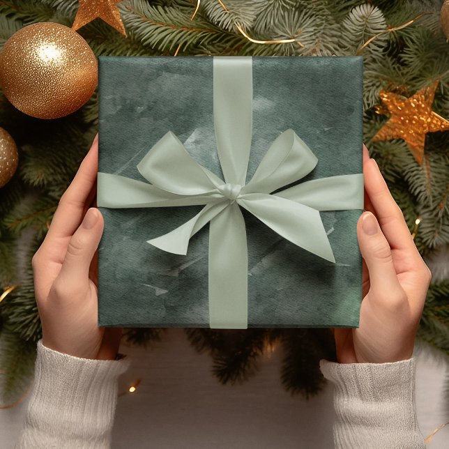 Modern Christmas Watercolor Green Wrapping Paper (Creator Uploaded)