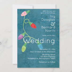 Modern Christmas Wedding With Holiday Lights Announcement
