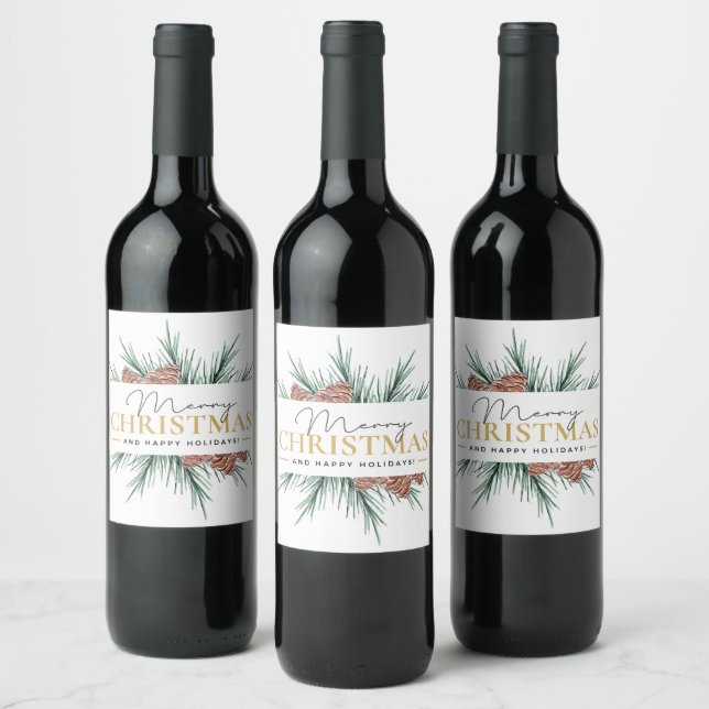 Modern Christmas Wine Label (Bottles)