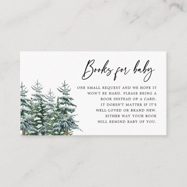 Modern Christmas Winter Baby Shower Books for baby Enclosure Card (Front)