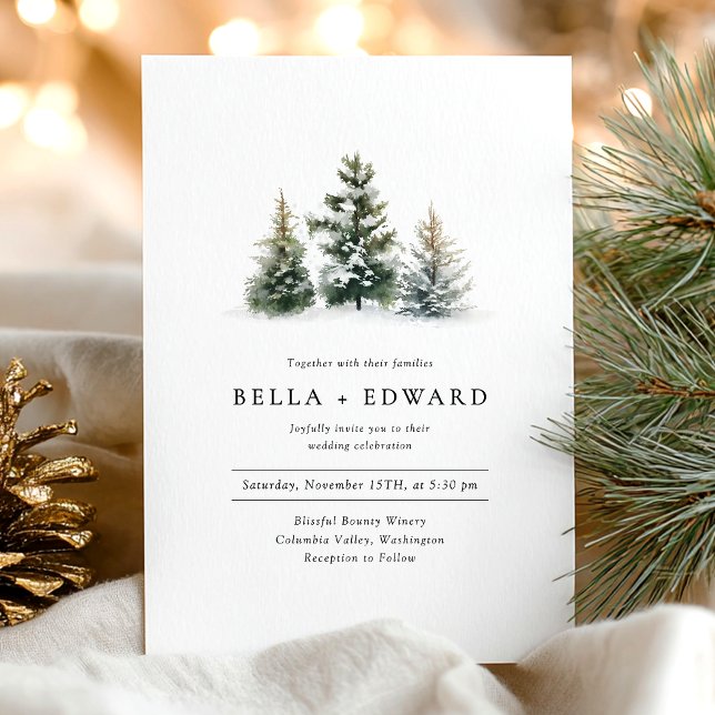 Modern Christmas Winter Minimalist Wedding Invitation (Creator Uploaded)