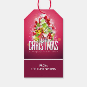 Modern Christmas Wrapped Presents & Tree - Festive Gift Tags