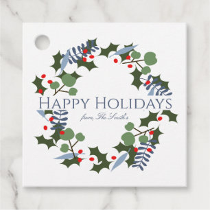 Modern Christmas Wreath Christmas Holiday Gift Tag