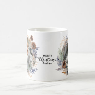 modern christmas wreath coffee mug