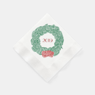 Modern Christmas Wreath Year Napkin