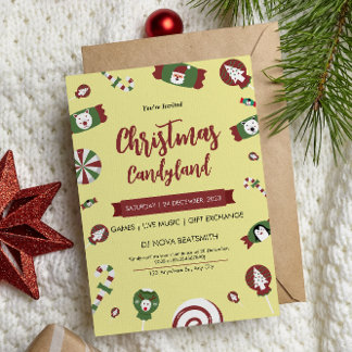 Modern Christmast Candyland Party Invitation