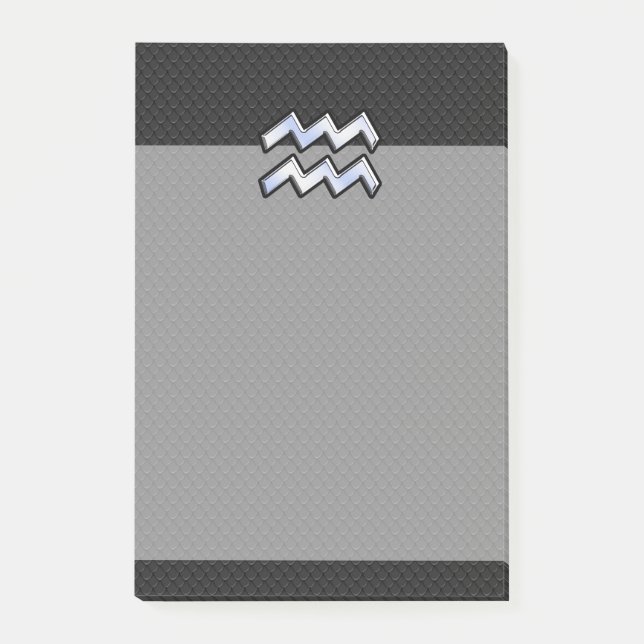Modern Chrome Like Aquarius Zodiac Sign on Snake Post-it Notes (Front)