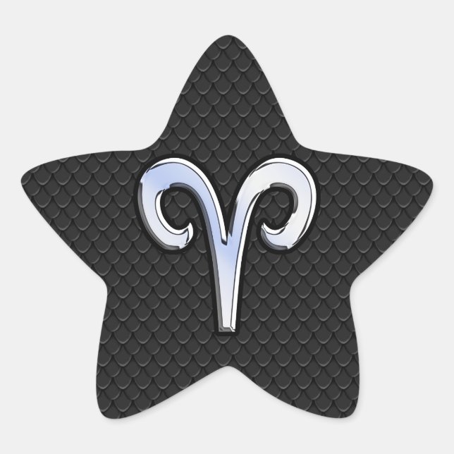 Modern Chrome Like Aries Zodiac Sign Star Sticker (Front)