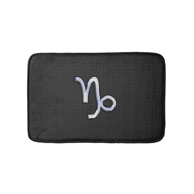 Modern Chrome like Capricorn Sign on Snake style Bath Mat (Front)