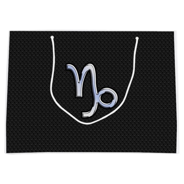 Modern Chrome like Capricorn Sign on Snake style Large Gift Bag (Front)