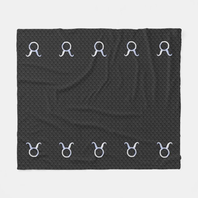 Modern Chrome Like Taurus Zodiac Sign Fleece Blanket (Front (Horizontal))