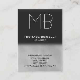 Modern chubby grey monogram business card