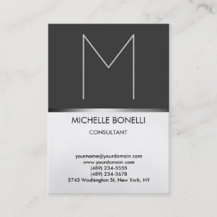 Modern chubby grey monogram stylish business card