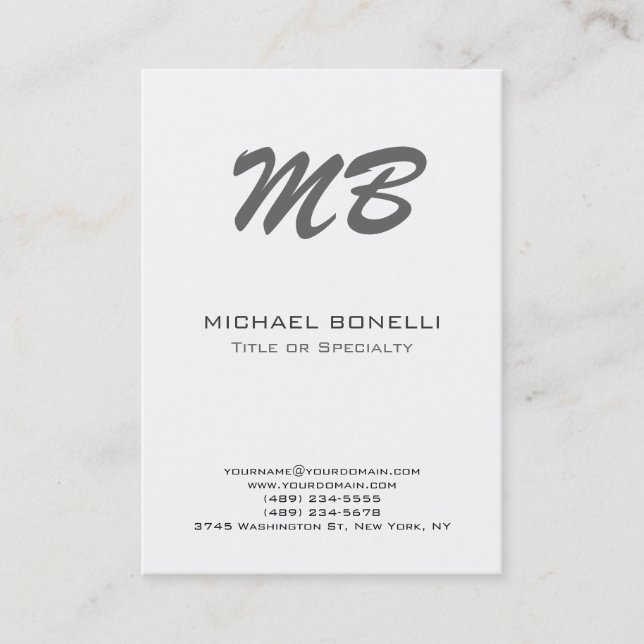 Modern chubby size custom script business card (Front)