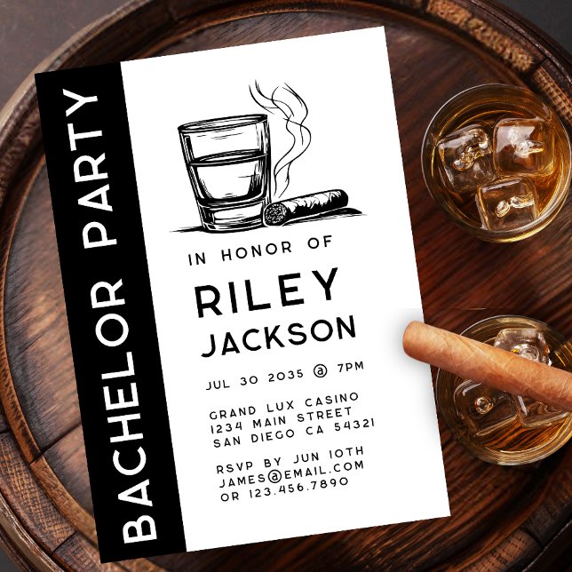 Modern Cigars and Whiskey Bachelor Party  Invitation (Creator Uploaded)