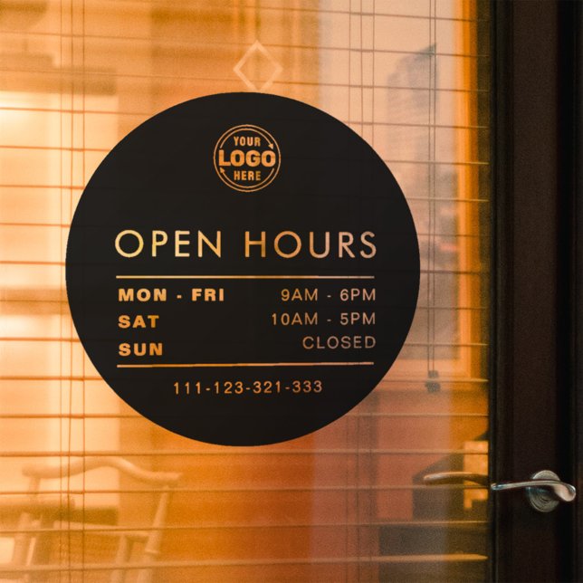 Modern Circle Black Opening Hours with Logo (Creator Uploaded)