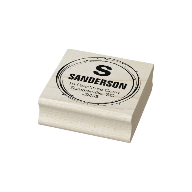 Modern Circle & Dot Wreath Return Address Stamp (Stamp)