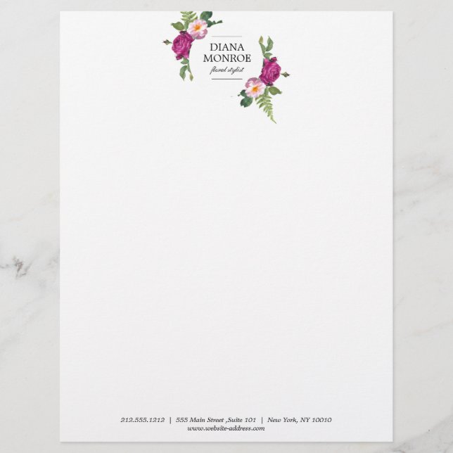 Modern Circle Floral Wreath Letterhead (Front)
