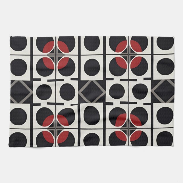 Modern Circle Geometry Abstract Circular Pattern Tea Towel (Horizontal)