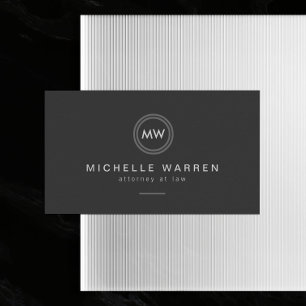 Modern Circle Monogram Initials Attorney, Lawyer Business Card