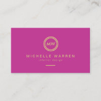 Modern Circle Monogram Initials on Fuchsia Pink
