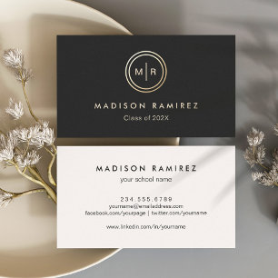 Modern Circle Monogram Logo Graduate Students Calling Card