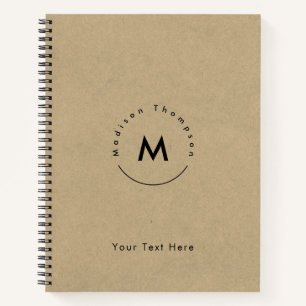 Modern Circle Monogrammed Personal Name Logo Kraft Notebook