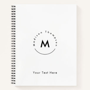Modern Circle Monogrammed Personal Name Logo Notebook