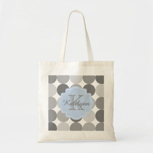 Modern Circle Pattern Custom Monogram Tote Bag