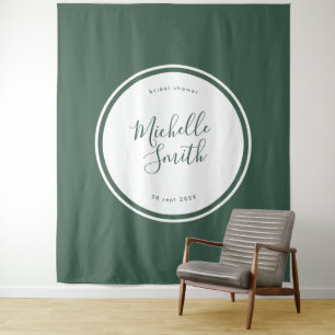 Modern Circle Plain Emerald Boho Green Shower Tapestry