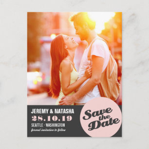 Modern Circle Spotlight Cutout Save The Date Photo Announcement Postcard