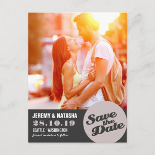 Modern Circle Spotlight Cutout Save The Date Photo Announcement Postcard
