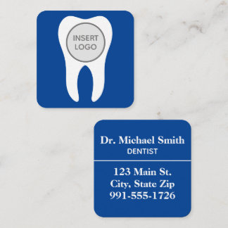 Modern Circle Tooth Logo Dentist and Dental Office Square Business Card