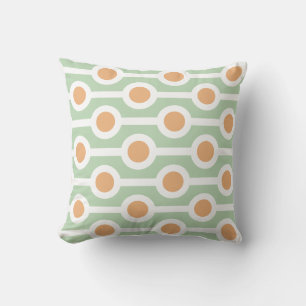 Modern Circles and Stripes on Light Green Cushion