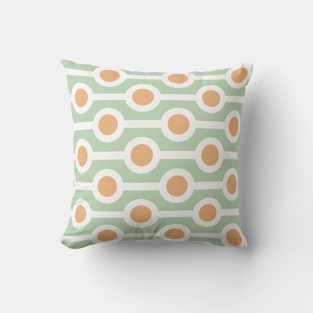 Modern Circles and Stripes on Light Green Cushion (Front)