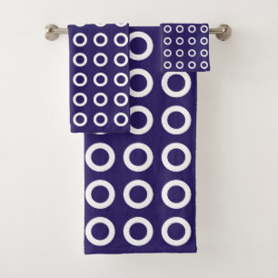 Modern Circles in Blue & White Bath Towel Set