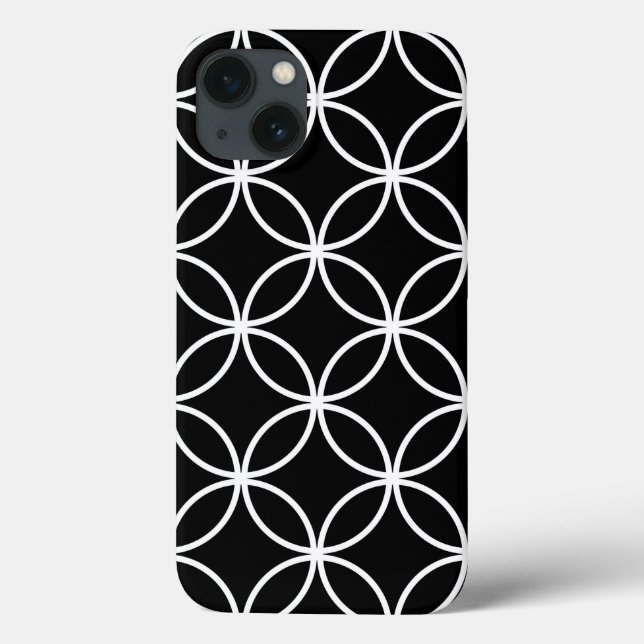 Modern Circles Pattern Black and White Case-Mate iPhone Case (Back)