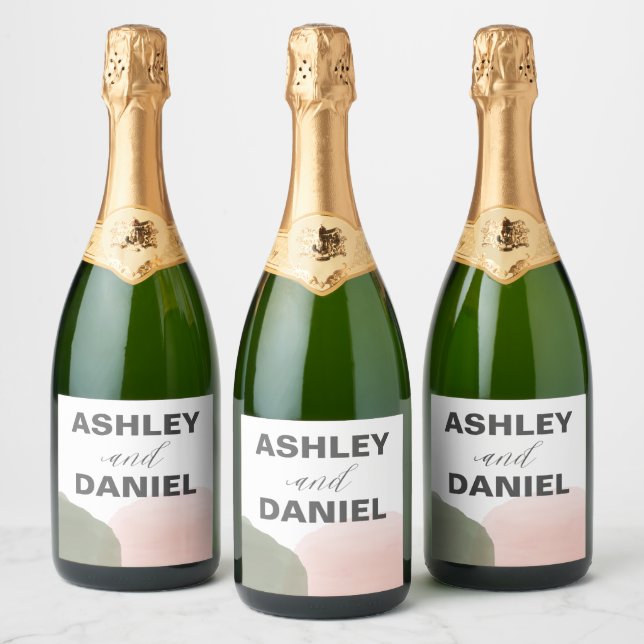 Modern Circles Wedding Sparkling Wine or Wine, Label (Bottles)