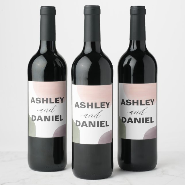 Modern Circles Wedding Wine Bottle, Wine Label (Bottles)