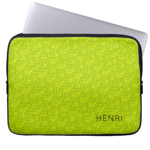 Modern Circuit Board green yellow NAME Kids Fun Laptop Sleeve