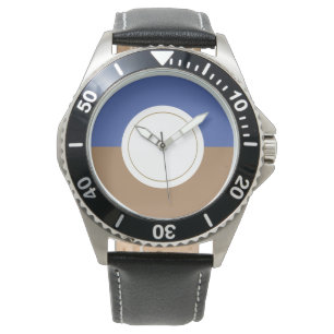 Modern Circular Blue Mocha White Colour Block Watch