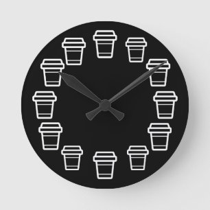 Modern Circular Coffee Cup Icon Round Clock